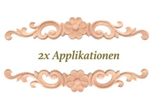 2x Applikation aus Holz im
